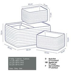 Kela Komplet košar RIMOSSA, 5 kosov, plast, črna