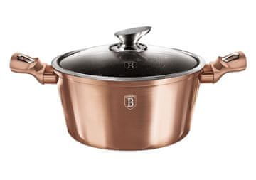 Berlingerhaus Kozarec z marmornato površino in pokrovom 24 cm Rosegold Metallic Line BH-1515