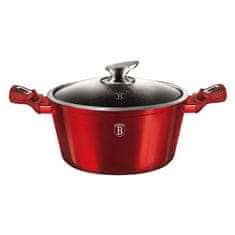 Berlingerhaus Kozarec z marmornato površino in pokrovom 28 cm Burgundija Metallic Line BH-1258