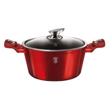 Berlingerhaus Kozarec z marmornato površino in pokrovom 24 cm Burgundija Metallic Line BH-1257