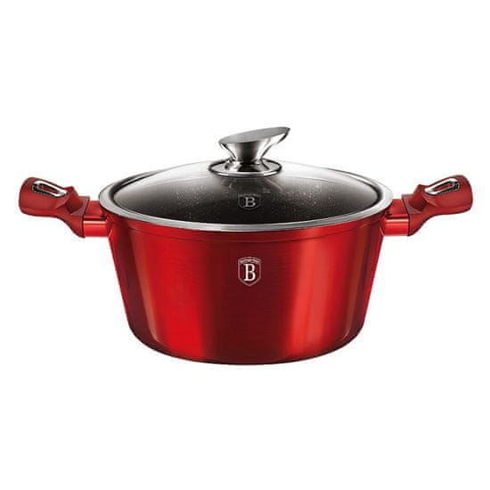 Berlingerhaus Kozarec z marmornato površino in pokrovom 28 cm Burgundija Metallic Line BH-1258