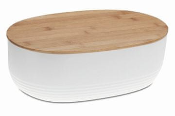 Kela Posoda za kruh NAMUR plastika / les bela KL-12060