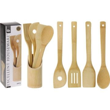 EXCELLENT Kuhinjski pripomočki v stojalu komplet 5 bambusa KO-784610060