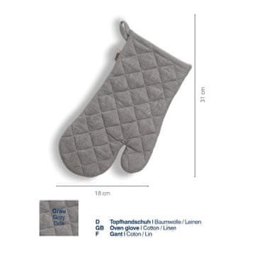 Kela Rokavica za pečico KL-12803 oven gloves Puro 55% cotton/45% linen gray 31.0x18.0cm