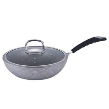 Berlingerhaus Wok z marmornato površino in pokrovom 28 cm Gray Stone Touch Line BH-1160