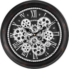 Home&Styling Stenska ura z odprtim mehanizmom 35 cm srebrna KO-KL5000130