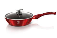 Berlingerhaus Globoka ponev z marmornato površino in pokrovom 24 cm Burgundija Metallic Line BH-1259