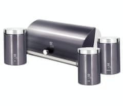 Berlingerhaus Škatla za kruh in komplet 4 posod za hrano Carbon PRO Line BH-6732
