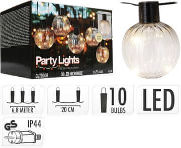 ProGarden Svetlobna veriga z LED-žarnicami PARTY, 10 kosov, 6,8 m