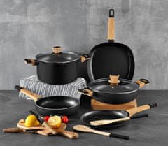 Bergner Globoka ponev s protiprijemno površino in pokrovom, premer 28 cm, Earth Black