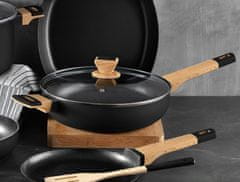 Bergner Globoka ponev s protiprijemno površino in pokrovom, premer 28 cm, Earth Black