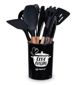 Alpina Komplet kuhinjskih pripomočkov 12 kosov črnih ED-224026