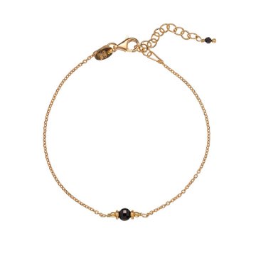 Minimalistična pozlačena zapestnica s črnim spinelom AL4897-Oro-Spinello