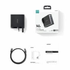 Joyroom polnilec 140W USB 3xTipC TipA GaN PD + kabel črn JR-TCG05EU