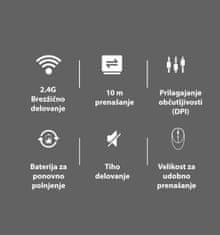 Meetion R600 - Tiha brezžična miška, bela roza
