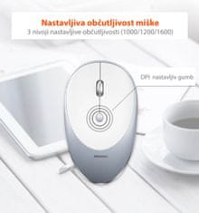R600 - Tiha brezžična miška, bela siva