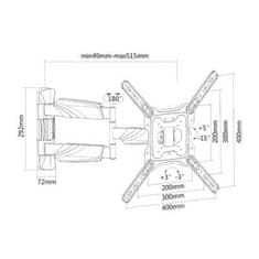 ACT Stenski nosilec za TV AC8354 Full Motion 23" do 55" VESA 35kg črn