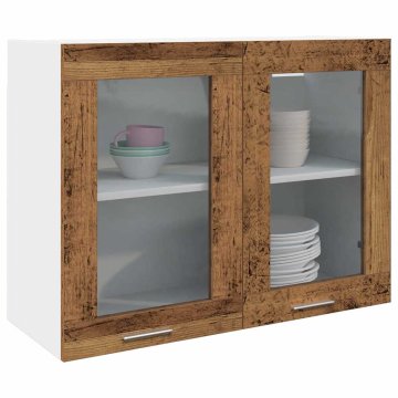 Vidaxl vidaXL Stenska omarica s steklom, starinski les, 80x31x60 cm