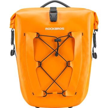 ROCKBROS Vodoodporna kolesarska torba za nosilec, nastavljiva, 25–32 l, oranžna