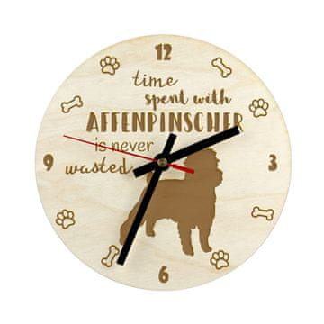 Artdog Opičji pinč, Affenpinscher - ura s psom, lesena ura z gravuro, personalizirana ura Art-Dog