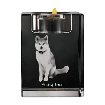 Artdog Akita, Akita Inu - svečnik s sliko psa, kristalno stojalo za čajne svečke, personalizirano darilo Art-Dog