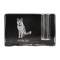 Artdog Akita, Akita Inu - stojalo za pisala, kristalni organizator s fotografijo psa, unikatna namizna dekoracija Art-Dog