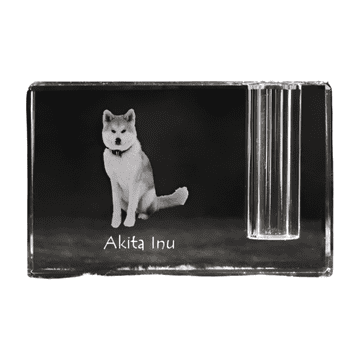 Artdog Akita, Akita Inu - stojalo za pisala, kristalni organizator s fotografijo psa, unikatna namizna dekoracija Art-Dog