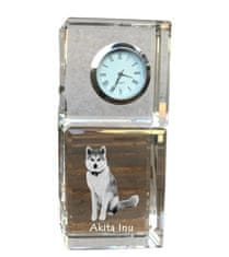 Artdog Akita, Akita Inu - kristalna ura s fotografijo, fotografija psa v kristalu, personalizirana namizna ura Art-Dog