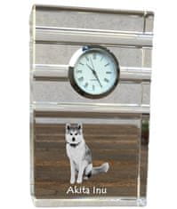 Artdog Akita, Akita Inu - steklena ura s fotografijo, fotografija psa v kristalu, personalizirana stoječa ura za pisarno Art-Dog