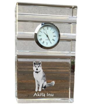 Artdog Akita, Akita Inu - steklena ura s fotografijo, fotografija psa v kristalu, personalizirana stoječa ura za pisarno Art-Dog