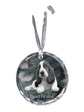 Artdog Basset Hound - kristalna kroglica s fotografijo, fotografije psa v kristalu, personaliziran obesek za božično drevo Art-Dog