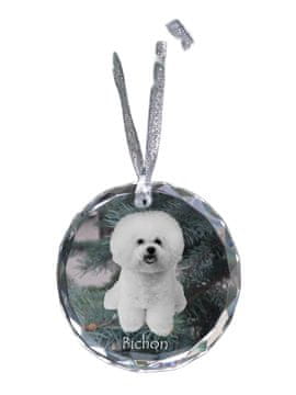 Artdog Bichon Frise, Tenerife Dog - kristalna kroglica s fotografijo, fotografije psa v kristalu, personaliziran obesek za božično drevo Art-Dog
