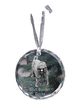 Artdog Ruski črni terier - kristalna kroglica s fotografijo, fotografije psa v kristalu, personaliziran obesek za božično drevo Art-Dog