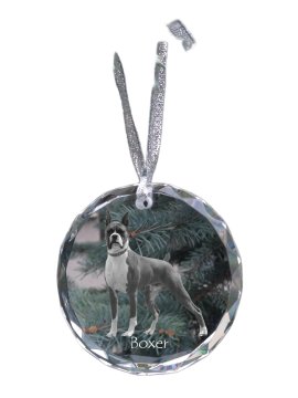 Artdog Boxer, Boxer III - kristalna kroglica s fotografijo, fotografije psa v kristalu, personaliziran obesek za božično drevo Art-Dog
