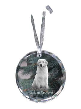 Artdog Zlati prinašalec - kristalna kroglica s fotografijo, fotografije psa v kristalu, personaliziran obesek za božično drevo Art-Dog