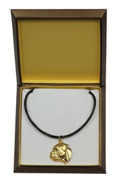 Artdog Bullmastiff, Bulmastiff - ogrlica s psom v darilni škatli, pozlačen obesek za oboževalca psa, vpadljiv nakit Art-Dog