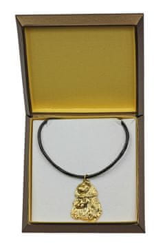 Artdog Pudelj - verižica s psom v darilni embalaži, pozlačen obesek za pasjo oboževalko, vpadljiv nakit Art-Dog