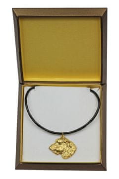 Artdog Irski volčji hrt, Irski volčji hrt I - verižica s psom v darilni škatli, pozlačen obesek za oboževalca psov, vpadljiv nakit Art-Dog