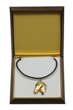 Artdog Afriški hrt, Azawakh II - verižica s psom v darilni škatli, pozlačen obesek za oboževalca psov, vpadljiv nakit Art-Dog