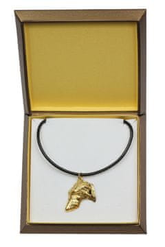 Artdog Škotski hrt, Deerhound - ogrlica s psom v darilni škatli, pozlačen obesek za oboževalca psa, vpadljiv nakit Art-Dog