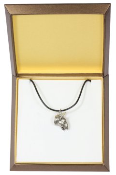 Artdog Bull terier, Bull Terrier I - verižica s psom v darilni škatli, posrebreni medaljon za oboževalca psov, privlačen obesek Art-Dog