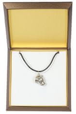 Artdog Ameriški staffordshirski terier, Amstaff, Amstaf - verižica s psom v darilni škatli, posrebreni medaljon za ljubitelja psov, privlačen obesek Art-Dog