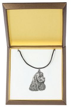Artdog Ameriški koker španjel - verižica s psom v darilni škatli, posrebreni medaljon za oboževalca psov, privlačen obesek Art-Dog