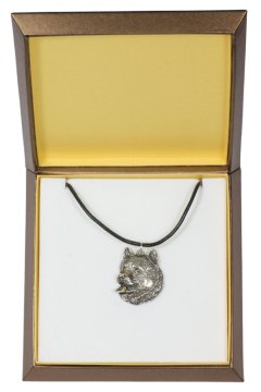 Artdog Aljaški malamut - verižica s psom v darilni škatli, posrebreni medaljon za oboževalca psov, privlačen obesek Art-Dog