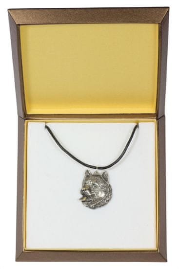 Artdog Aljaški malamut - verižica s psom v darilni škatli, posrebreni medaljon za oboževalca psov, privlačen obesek Art-Dog