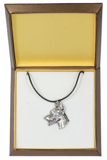 Artdog Doberman, Dobermann I - verižica s psom v darilni škatli, posrebreni medaljon za oboževalca psov, privlačen obesek Art-Dog