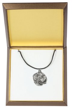 Artdog Bordojski pes, Bordojska doga, francoski mastif I - ogrlica s psom v darilni škatli, posrebreni medaljon za oboževalca psov, impresiven obesek Art-Dog