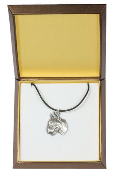Artdog Bull terier, Bull Terrier II - verižica s psom v darilni škatli, posrebreni medaljon za ljubitelja psov, privlačen obesek Art-Dog