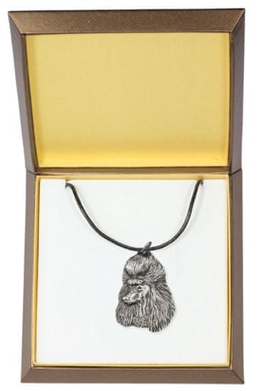 Artdog Pudelj - verižica s psom v darilni škatli, posrebreni medaljon za oboževalca psov, vpadljiv obesek Art-Dog