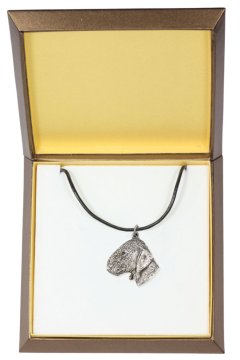 Artdog Bedlington terier, Rothbury terier - verižica s psom v darilni škatli, posrebreni medaljon za ljubitelja psov, privlačen obesek Art-Dog